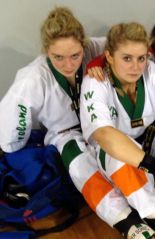 Emma Flanagan and Shannon Murphy put on their game faces at the world Kickboxing championships in Greece